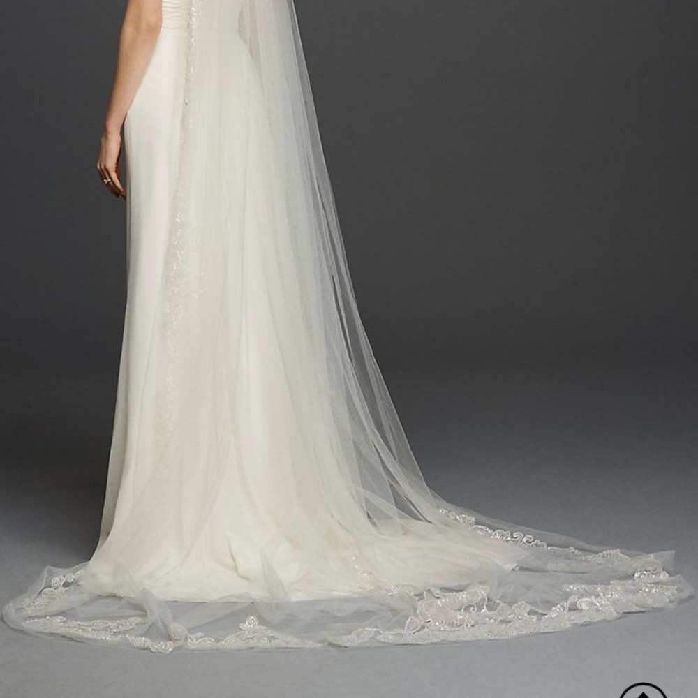 One Tier Cathedral Veil Sequin Embroidered Edge